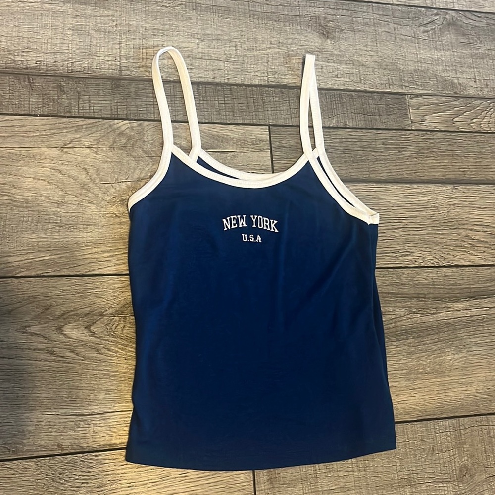 shein new york blue + white crop top❤️‍🔥